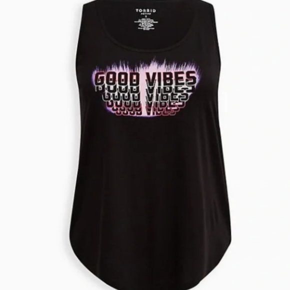 torrid Tops - TORRID PERFORMANCE COTTON SCOOP NECK SLEEVELESS ACTIVE TANK GOOD VIBES 2